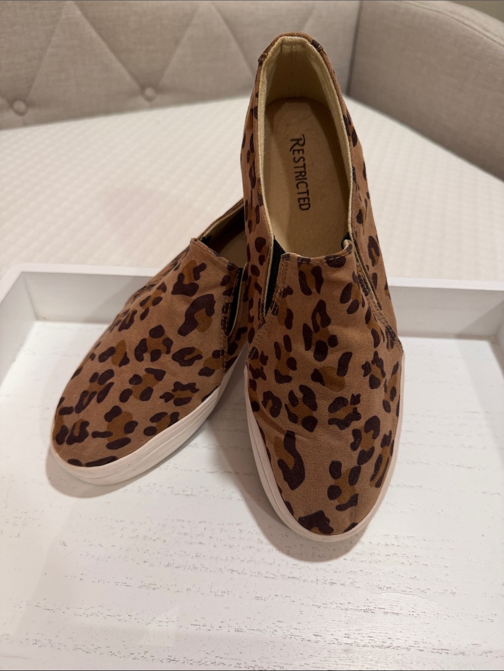 Restricted Leopard Print Slip-On Sneakers in Brown and Dark Brown